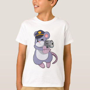 Camiseta Rato como policial com chapéu de polícia
