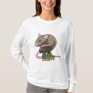 Camiseta Rato como skater em linha com skates em linha