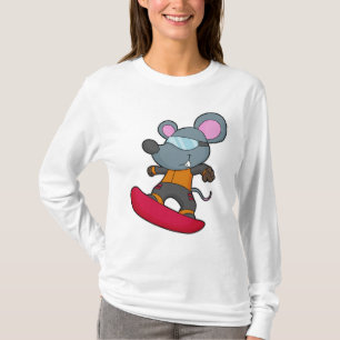 Camiseta Rato como Snowboarder com Snowboard
