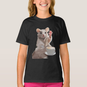 Camiseta Rato Cozy Morning - Arte animal bonita com café