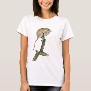 Camiseta Rato de aquarela realista em uma árvore