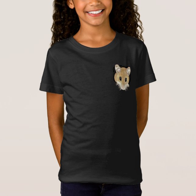 Camiseta Rato de Arte Animal Cute, Peeking Out Watercolor (Frente)