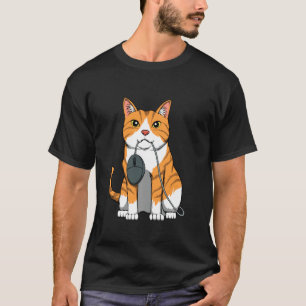 Camiseta Rato De Computador Com Jogos Felinos De Gamer De G