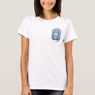Camiseta Rato de desenho animado adorável segurando um bloc
