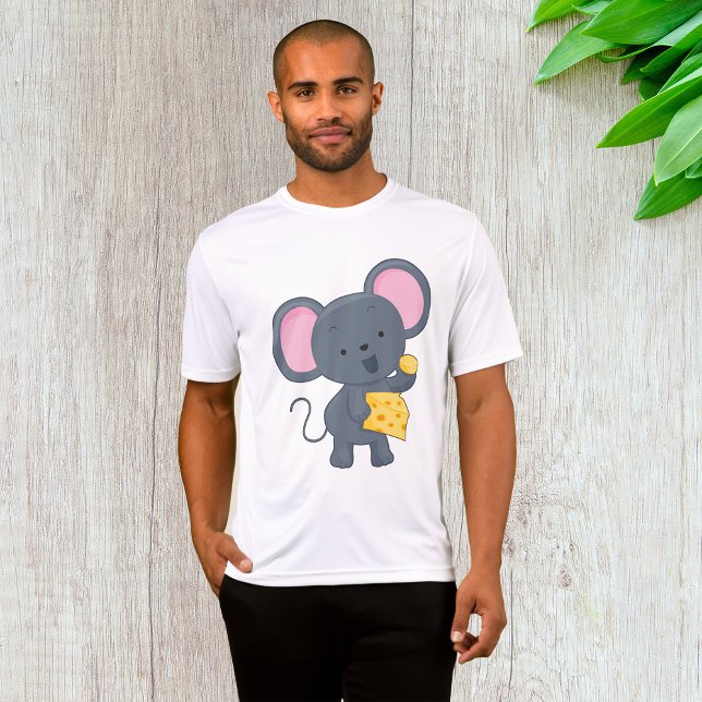 Camiseta Rato de desenho animado com queijo Adorável (Criador carregado)