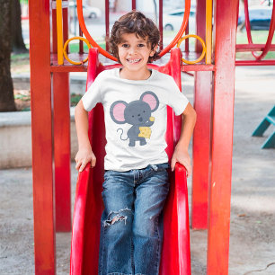 Camiseta Rato de desenho animado com queijo Adorável