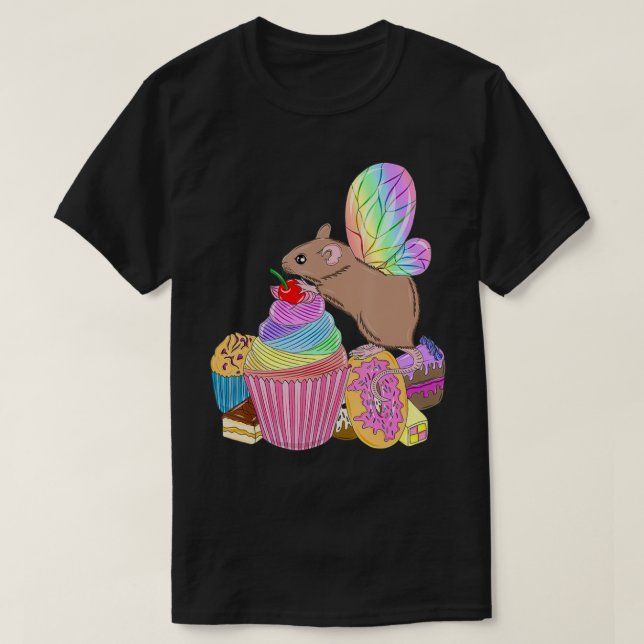 Camiseta Rato de fada do Cupcake arco-íris (Frente do Design)