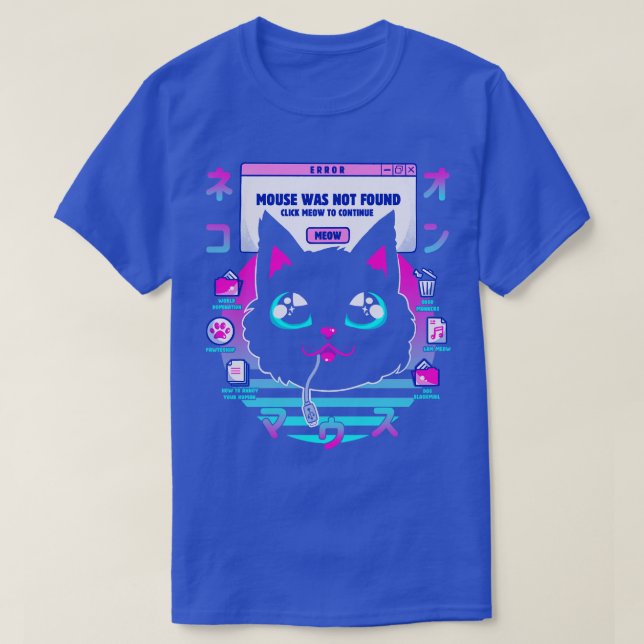 Camiseta Rato de Gato de Onda Vapor não encontrado por Tobe (Frente do Design)