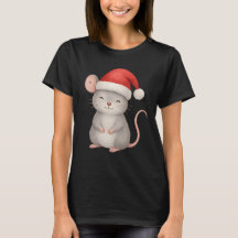 Rato de Natal Fofo com Chapéu de Papai Noel