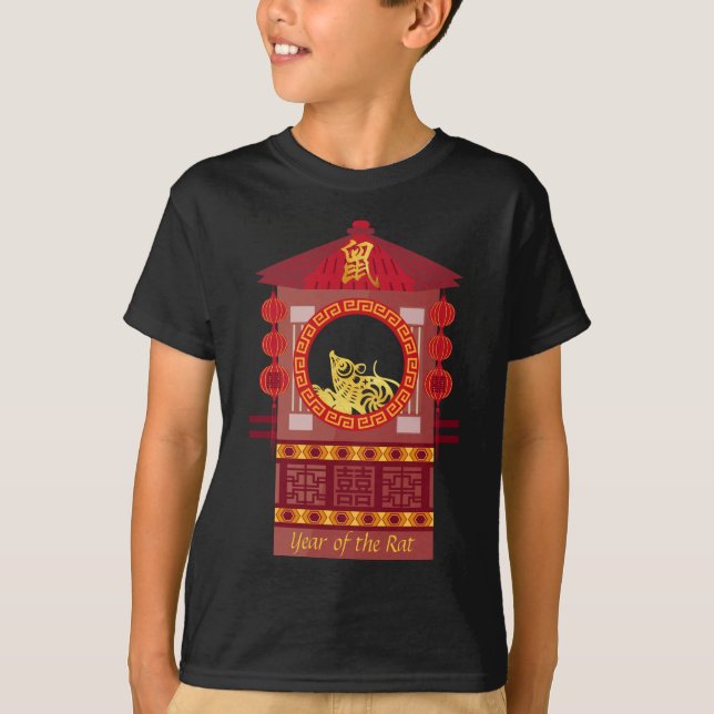 Camiseta Rato de Palanquina Chinês Estilizado Ano 2020 Kids (Frente)
