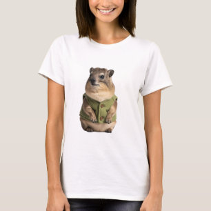 Camiseta Rato-de-rocha Fofo Vestindo Colete Verde