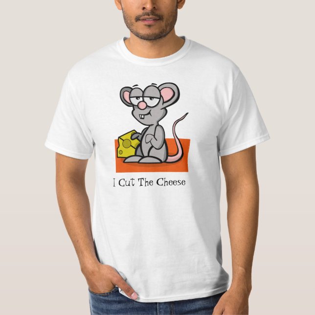 Camiseta Rato dos desenhos animados "eu cortei o queijo " (Frente)
