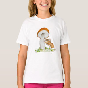 Camiseta Rato engraçado com cogumelo selvagem