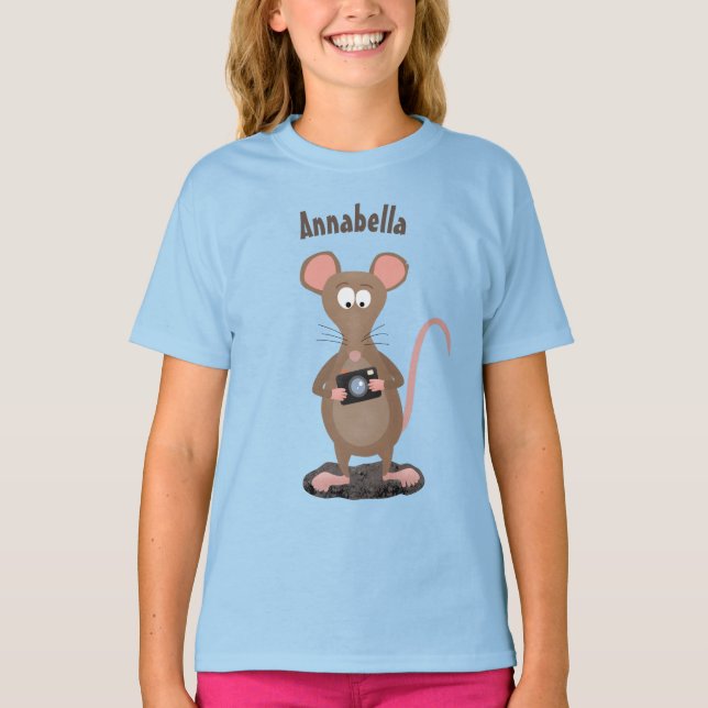Camiseta Rato engraçado com ilustração de desenho animado c (Frente)