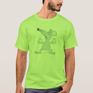 Camiseta rato engraçado com músculos