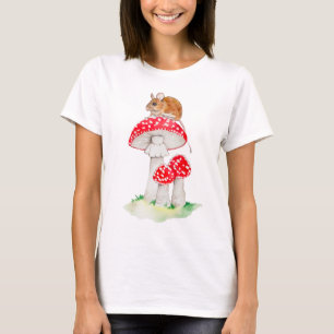 Camiseta Rato engraçado em uma mosca agarúl, aquarela T-Shi