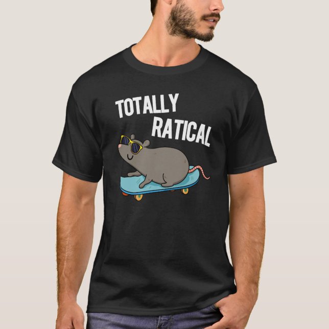 Camiseta Rato Engraçado Totalmente Ratical Pun Dark BG (Frente)