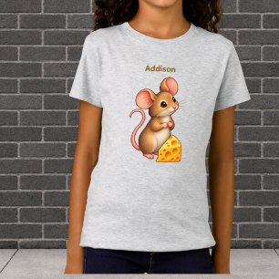 Camiseta Rato Minúsculo Fofo Personalizado com Queijo
