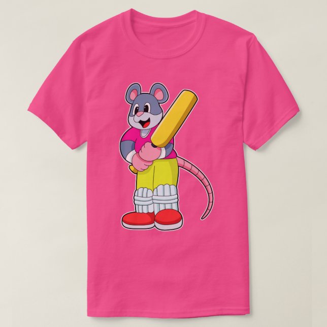 Camiseta Rato no Cricket com o Cricket bat1 (Frente do Design)