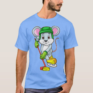 Camiseta Rato no hóquei no gelo com taco de hóquei no gelo