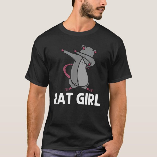 Camiseta Rato Para Meninas Crianças A Dabbing Black Brown R (Frente)