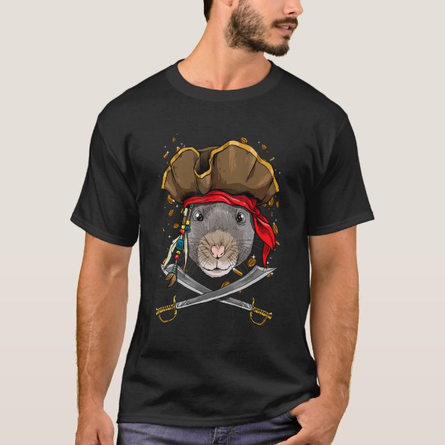 Camiseta Rato Pirata Rato Jolly Roger Flag Animal Animal, (Frente)