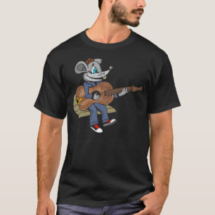 Camiseta Rato que joga a guitarra
