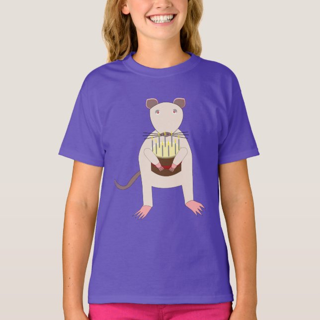 Camiseta Rato Siamês com Bolo de Aniversário (Frente)