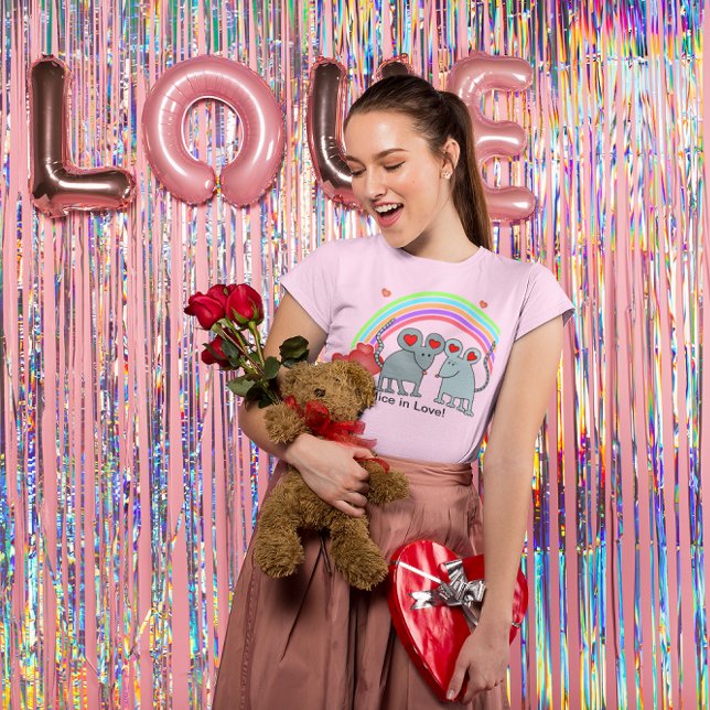 Camiseta Ratos em Dias de os namorados de Amor (Mice in Love Valentines Women's T-Shirt)