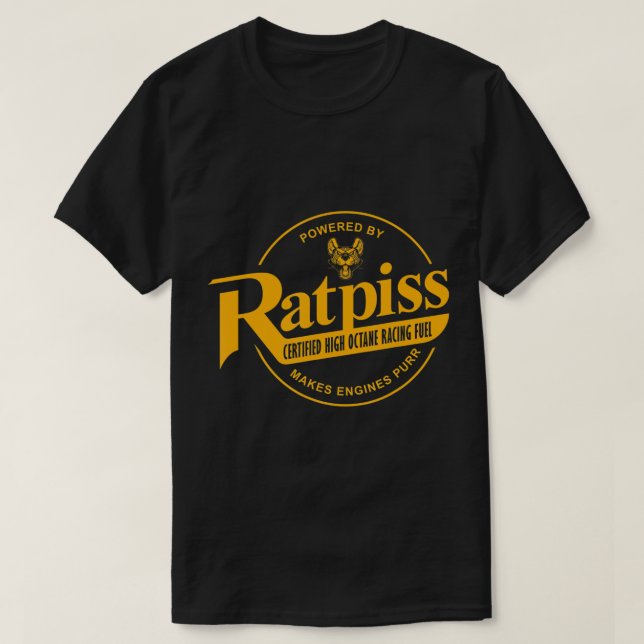 Camiseta RatPiss High Octane Racing Fuel, T-Shirt Rat-Rod (Frente do Design)