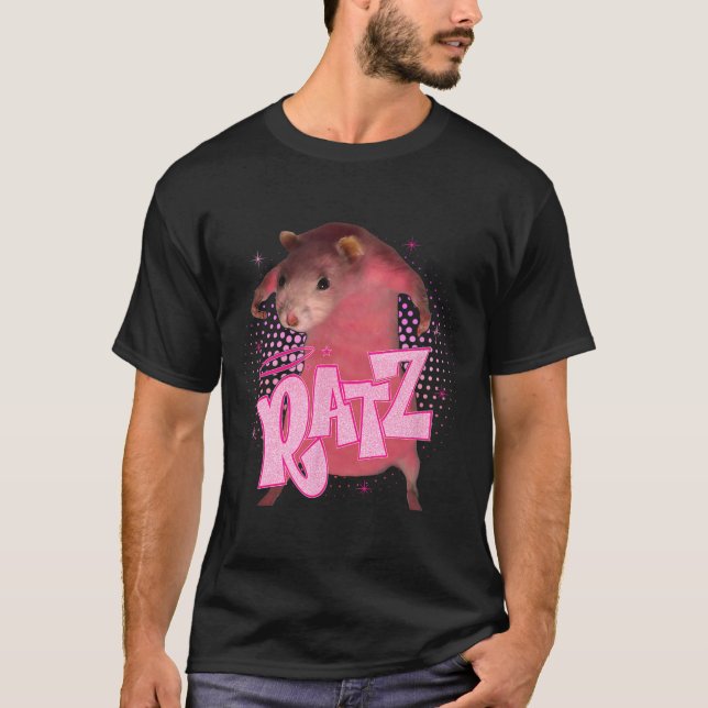 Camiseta Ratz Divertido Rato Rosa Rato Homens Mulheres Hall (Frente)
