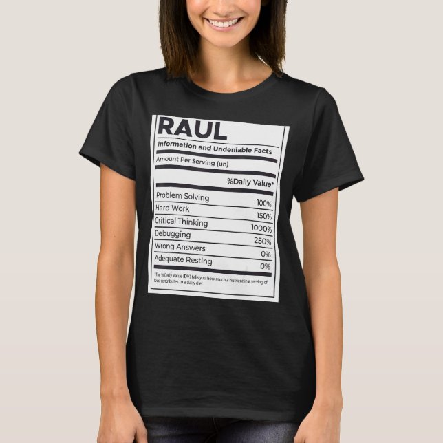 Camiseta Raul Nutrition Information Problem Solving Duro Wo (Frente)