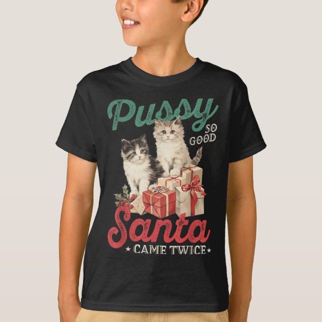 Camiseta Raunchy Christmas Cat Graphic Funny Gag Prank Humo (Frente)