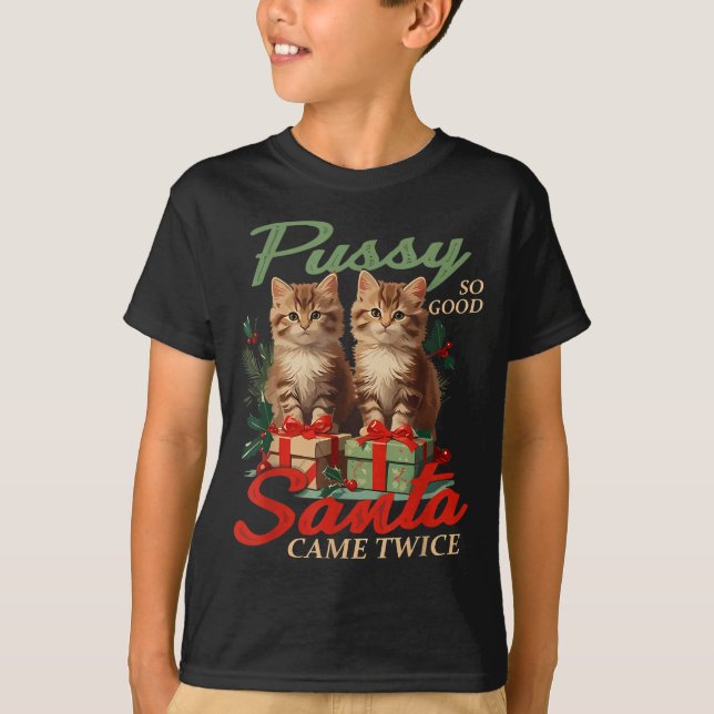 Camiseta Raunchy Christmas Cat Naughty Funny Gag Prank Humo (Frente)