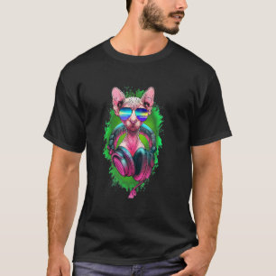 Camiseta Rave Sphynx EDM Gatinho DJ Gato sem Pelo Amante