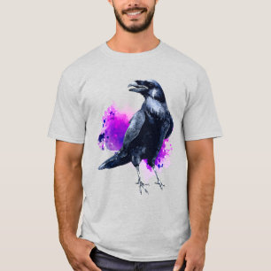 Camiseta Raven Com Plano De Fundo De Abertura Da Cor Da Águ