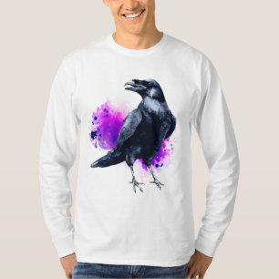 Camiseta Raven Com Plano De Fundo De Abertura Da Cor Da Águ