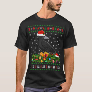 Camiseta Raven Crow Bird Lover Xmas Santa Hat Feia Crow Chr