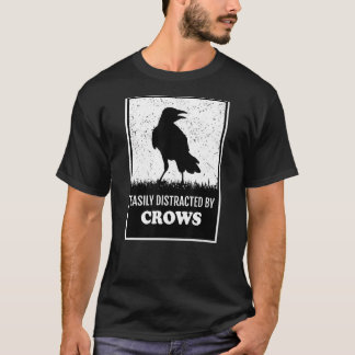 Camiseta Raven Crow Birding Facilmente Distraída Por Corvos