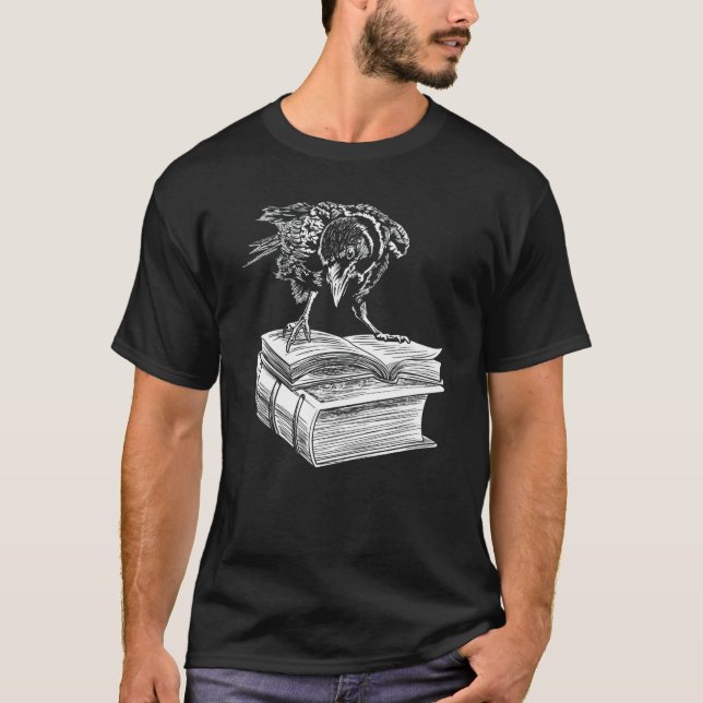 Camiseta Raven Crow Book Aesthetic Dark Academia Bookworm (Frente)