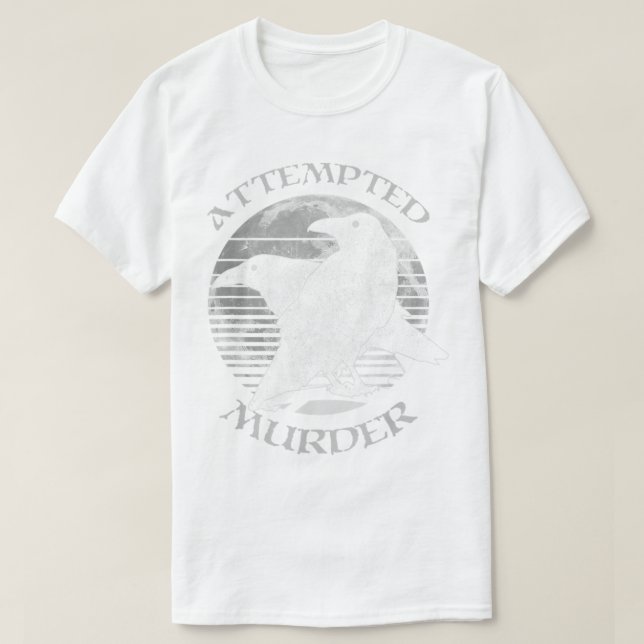 Camiseta Raven Crow Tentou Assassinato Retro Moon Wiccan Pa (Frente do Design)