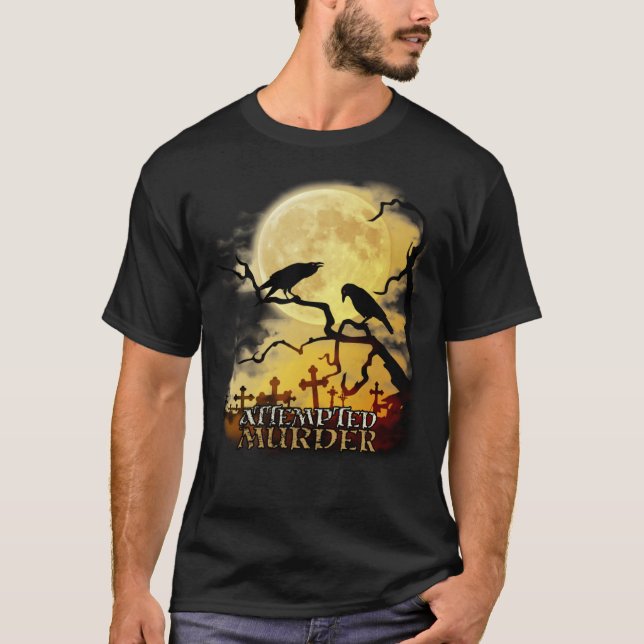 Camiseta Raven Crow Tentou Assassinato Retro Moon Wiccan Pa (Frente)