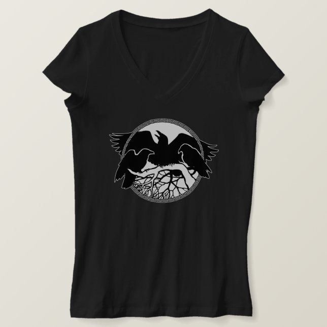 Camiseta Raven, de uso feminino Camisa Raven Crow  (Frente do Design)