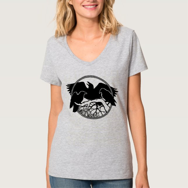 Camiseta Raven, de uso feminino Camisa Raven Crow  (Frente)