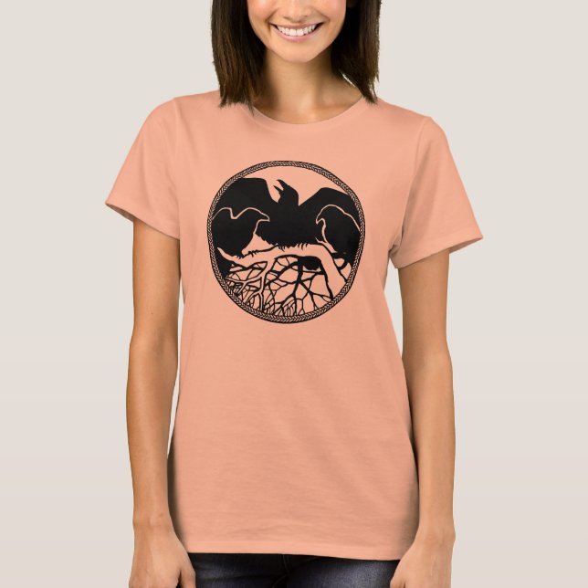 Camiseta Raven, de uso feminino Camisa Raven Crow  (Frente)