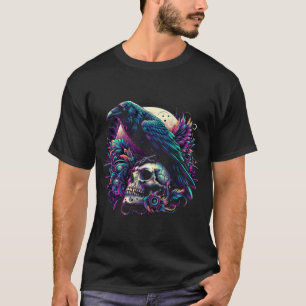 Camiseta Raven em um crânio, gótico