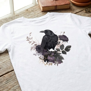 Camiseta Raven Floral Sombrio e Temperamental