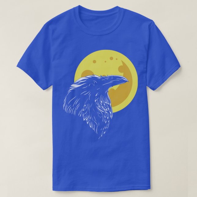 Camiseta Raven Gift TShirtCabeça de Raven com lua de cheio (Frente do Design)
