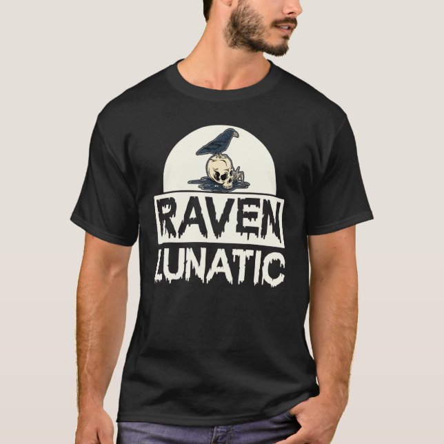 Camiseta Raven Lunatic Fun Bird Gótico Gótica Halloween (Frente)