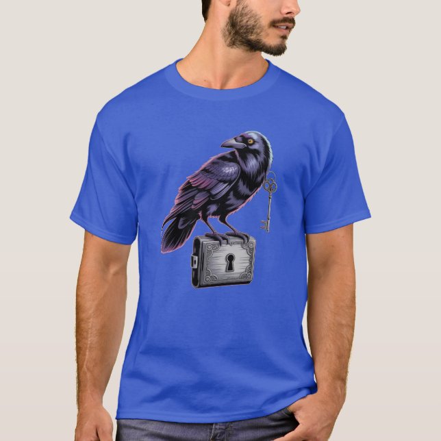 Camiseta Raven Místico com Chave e Bloquear T-Shirt (Frente)